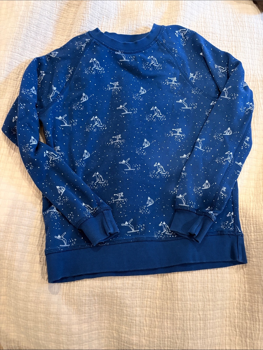 Hanna Andersson Navy Ski Print Sweatshirt Sz 12